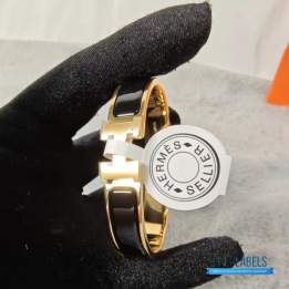QC Hermès Clic Clac H Black Enamel Bracelet