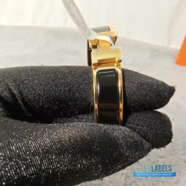 QC Hermès Clic Clac H Black Enamel Bracelet