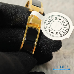 QC Hermès Clic Clac H Black Enamel Bracelet