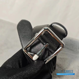 QC Prada Reversible Saffiano Leather Belt with a Polished Steel Buckle