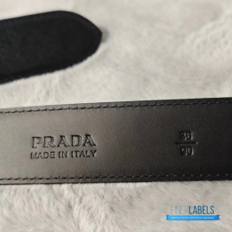 QC Prada Reversible Saffiano Leather Belt with a Polished Steel Buckle