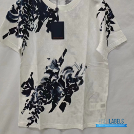 Louis Vuitton White Plant Flower Embroidery T-shirt