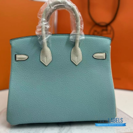 QC Hermès Birkin 25 in Bleu Ciel Togo Leather