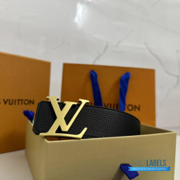 Louis Vuitton Black Leather Initiales Belt