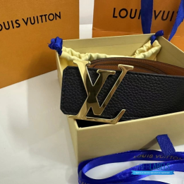 QC Louis Vuitton Black Leather Initiales Belt