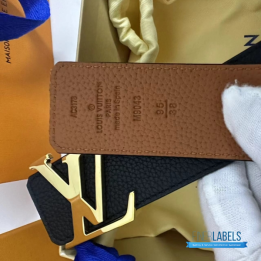 QC Louis Vuitton Black Leather Initiales Belt