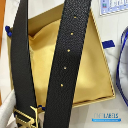 QC Louis Vuitton Black Leather Initiales Belt