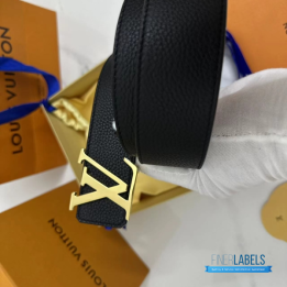 QC Louis Vuitton Black Leather Initiales Belt