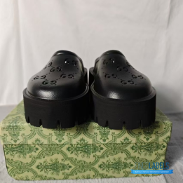 QC Gucci Rubber GG Monogram Perforated Elea Platform Sandals
