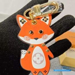 QC Louis Vuitton Calfskin Monogram Cute Fox Charm Key Holder