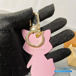 QC Louis Vuitton Calfskin Monogram Cute Fox Charm Key Holder