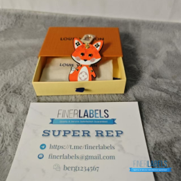 QC Louis Vuitton Calfskin Monogram Cute Fox Charm Key Holder