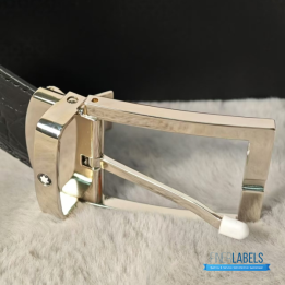 QC Montblanc Croco Black Belt featuring a Crocodile-Patterned Leather