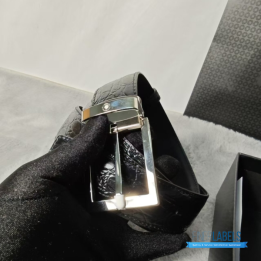 QC Montblanc Croco Black Belt featuring a Crocodile-Patterned Leather