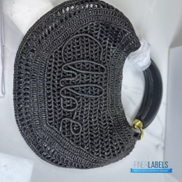 QC Chloe Summer Banana Hobo Bag in Black Raffia
