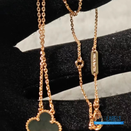 QC VCA Vintage Alhambra Grey Mother of Pearl 18K Rose Gold Pendant Necklace