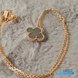 QC VCA Vintage Alhambra Grey Mother of Pearl 18K Rose Gold Pendant Necklace