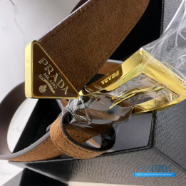 QC Prada Cocoa Brown Suede Belt