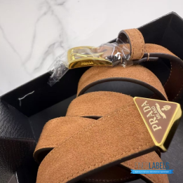 QC Prada Cocoa Brown Suede Belt