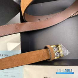QC Prada Cocoa Brown Suede Belt