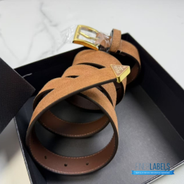 QC Prada Cocoa Brown Suede Belt