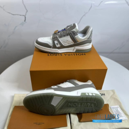 QC Louis Vuitton LV Trainer Sneakers in a White and Grey Colorway