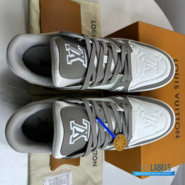 QC Louis Vuitton LV Trainer Sneakers in a White and Grey Colorway