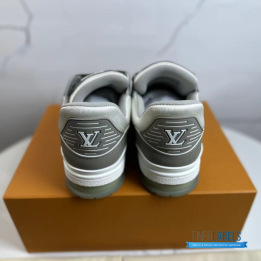 QC Louis Vuitton LV Trainer Sneakers in a White and Grey Colorway