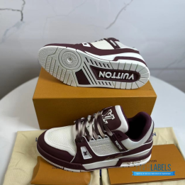 QC Louis Vuitton LV Trainer Sneakers in a Bordeaux and White Colorway