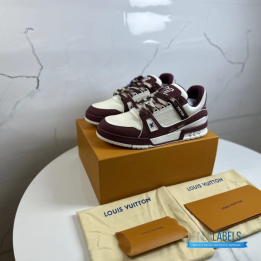 QC Louis Vuitton LV Trainer Sneakers in a Bordeaux and White Colorway