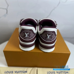 QC Louis Vuitton LV Trainer Sneakers in a Bordeaux and White Colorway