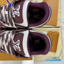 QC Louis Vuitton LV Trainer Sneakers in a Bordeaux and White Colorway