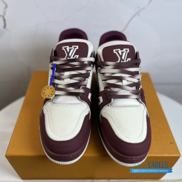 QC Louis Vuitton LV Trainer Sneakers in a Bordeaux and White Colorway