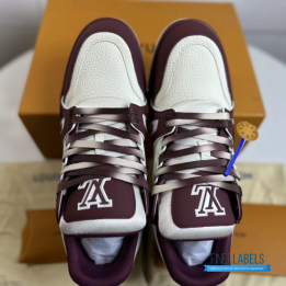 QC Louis Vuitton LV Trainer Sneakers in a Bordeaux and White Colorway
