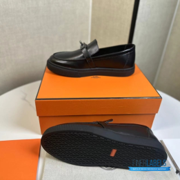 QC Hermès Icone Loafers in Black Calfskin