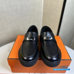 QC Hermès Icone Loafers in Black Calfskin