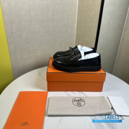 QC Hermès Icone Loafers in Black Calfskin