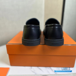 QC Hermès Icone Loafers in Black Calfskin