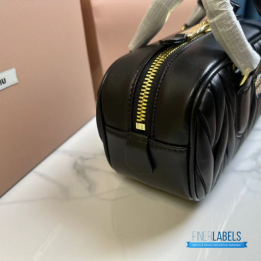 QC Miu Miu Black Arcadie Matelassé Nappa Leather Bag