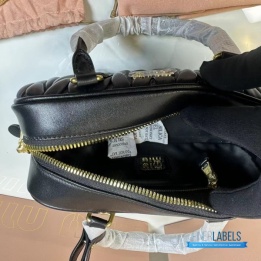 QC Miu Miu Black Arcadie Matelassé Nappa Leather Bag