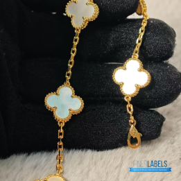 QC VCA Vintage Alhambra 5 Motifs bracelets in 18K yellow gold