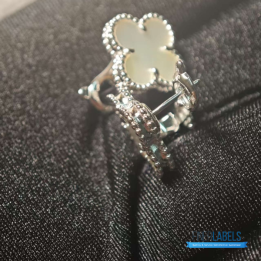 VCA Vintage Alhambra earrings featuring mother-of-pearl in 18K white gold