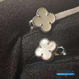 VCA Vintage Alhambra earrings featuring mother-of-pearl in 18K white gold