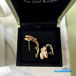 QC VCA Two Butterfly Earrings in 18k rose gold with diamonds and mother-of-pearl