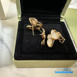 QC VCA Two Butterfly Earrings in 18k rose gold with diamonds and mother-of-pearl