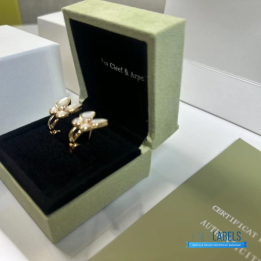 QC VCA Two Butterfly Earrings in 18k rose gold with diamonds and mother-of-pearl