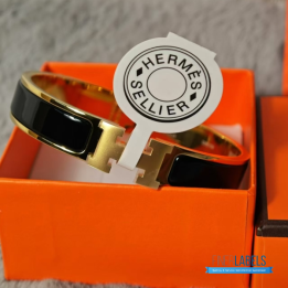 QC Hermès Clic Clac H Bracelet Black Enamel