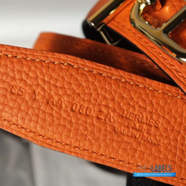 QC Hermès Reversible Belt in a Gold-plated H belt buckle