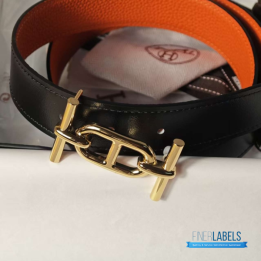 QC Hermès Reversible Belt in a Gold-plated H belt buckle