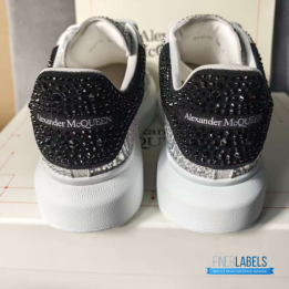 QC Alexander McQueen Oversized Crystal Embellished Women's Leather Sneakers